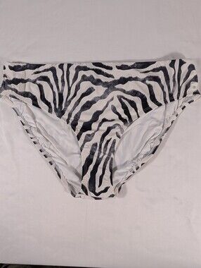 New Jantzen Black and White Zebra-Print Bikini Bottoms Size 18